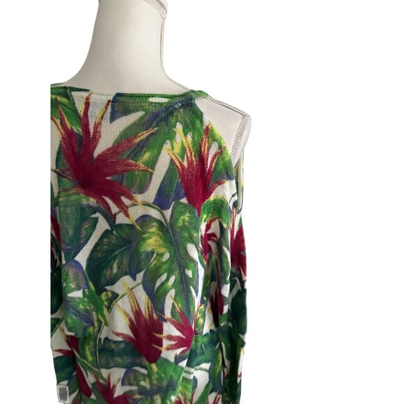 SHOW ME YOUR MUMU Tropical Knit Cold Shoulder Blouse Top Size Medium - Picture 3 of 8